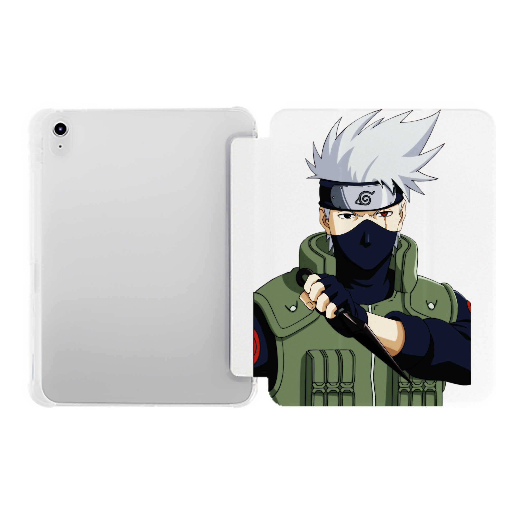（画像用） NARUTO -ナルト- はたけ カカシ Hatake Kakashi IPad ケース ペン収納付き 三つ折りスタンド PUレザー×シリコン 対応機種9.5/10.5/10.9インチ